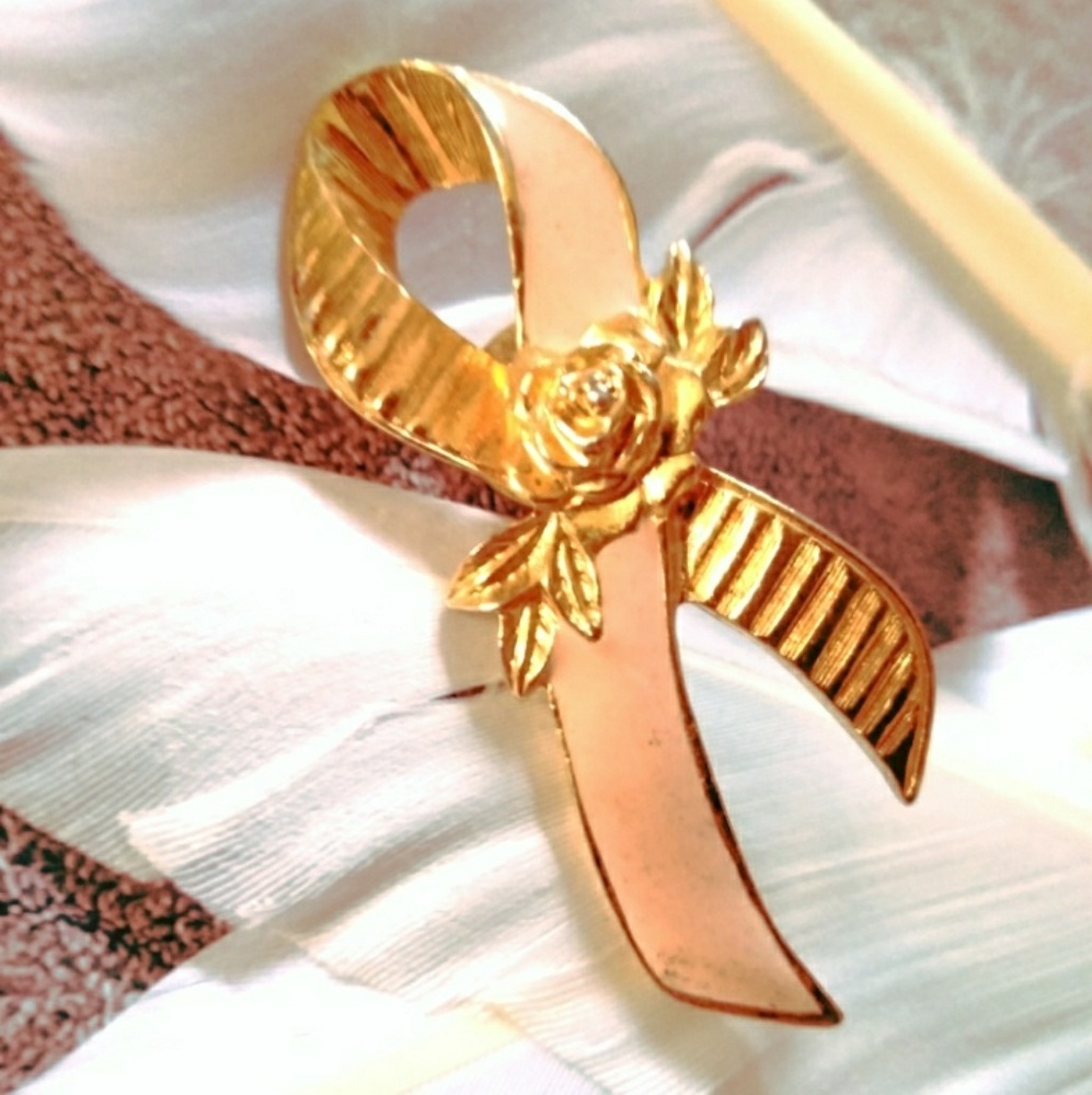 5/$20 Pink ribbon cancer awareness Rose pin brooch